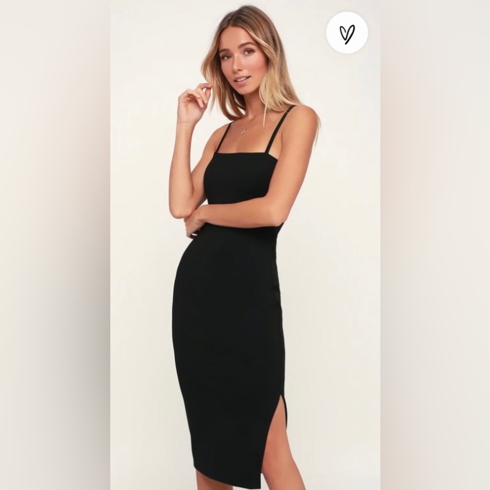 Lulus Paulina Black Bodycon Midi Dress